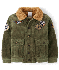 Boys Embroidered Aviator Patch Corduroy Jacket - Highland Hills - green