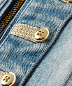 Girls Button Denim Band Jacket - Highland Hills - blue