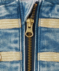 Girls Button Denim Band Jacket - Highland Hills - blue