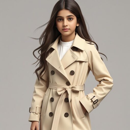 BUGS & LOLA Girls Cotton Trench Coat – Beige