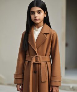 BUGS & LOLA Girls Wool Belted Coat – Brown