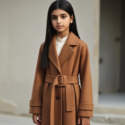 BUGS & LOLA Girls Wool Belted Coat – Brown