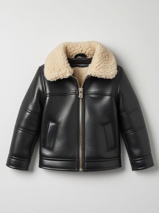 Kids Genuine Leather Jacket with Sherling Lining – Premium Winter Coat for Boys & Girls