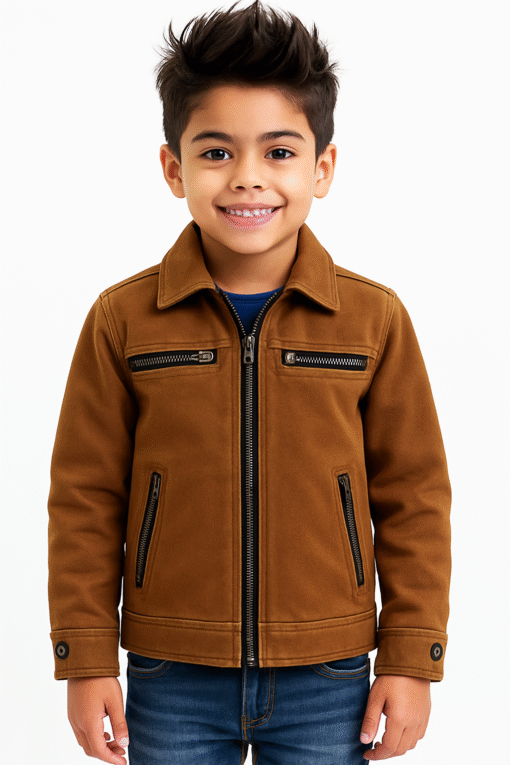 BUGS & LOLA Kids Suede Leather Jacket – Brown