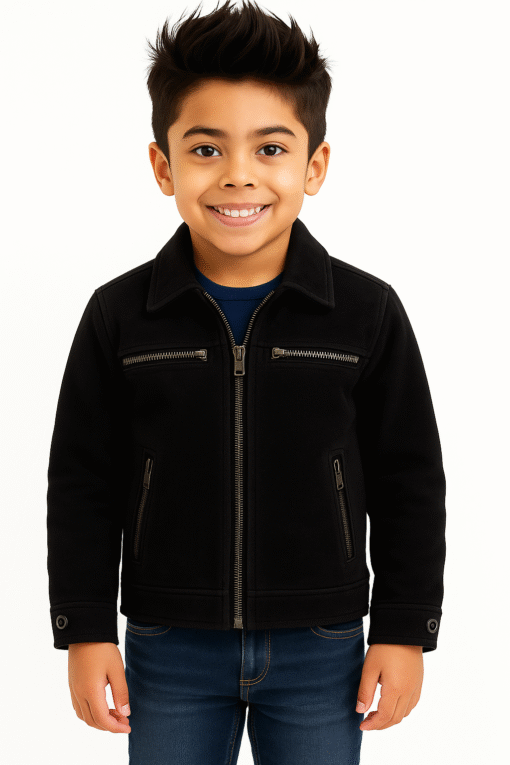 BUGS & LOLA Kids Suede Leather Jacket – Black