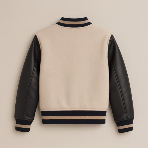 BUGS & LOLA Kids Wool Varsity Jacket – Beige & Black - Image 3