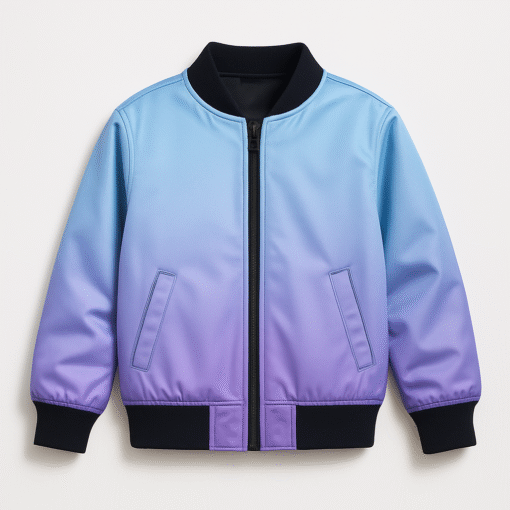 Gradient Satin Bomber Jacket – Unisex Lightweight Zip-Up in Blue to Purple Ombre - Image 2