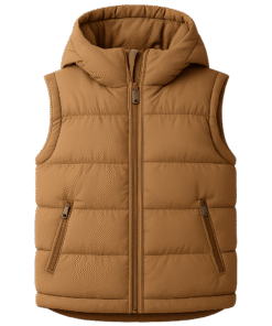 BUGS & LOLA Kids Puffer Vest – Brown Hooded