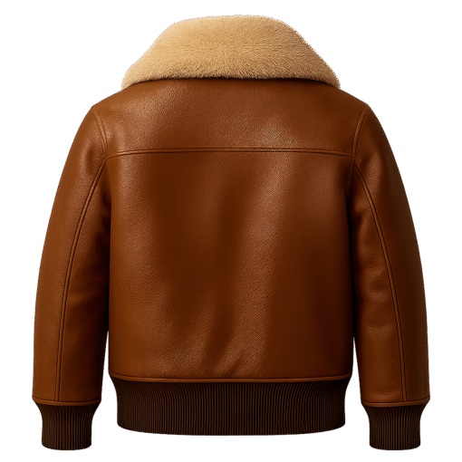 Kids Brown Leather Jacket with Shearling Collar – Winter Classic - Image 2