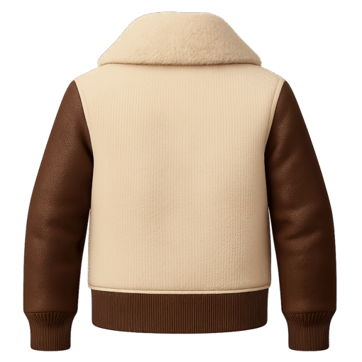 BUGS & LOLA Kids Shearling Collar Wool Jacket – Cream & Brown - Image 2
