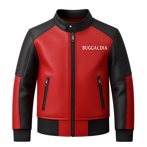 BUGS & LOLA Kids Synthetic Leather Jacket – Red & Black - Image 2