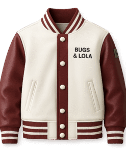 Bugs & Lola Unisex Varsity Jacket – Maroon & Cream Leather Baseball Jacket for Streetwear & Casual Outfits