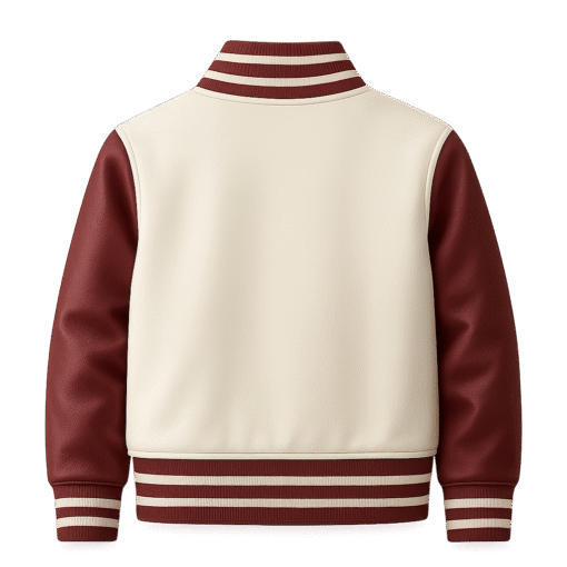 Bugs & Lola Unisex Varsity Jacket – Maroon & Cream Leather Baseball Jacket for Streetwear & Casual Outfits - Image 3