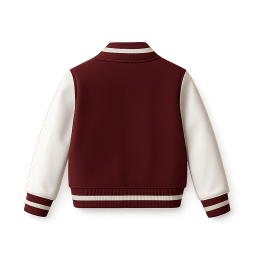 BUGS & LOLA Kids Varsity Jacket – Maroon & White - Image 2