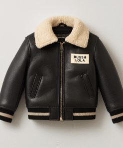 Kids Leather Jacket with Shearling Collar – BUGS & LOLA