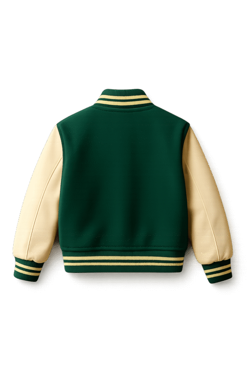 BUGS & LOLA Kids Varsity Jacket – Green & Cream - Image 2