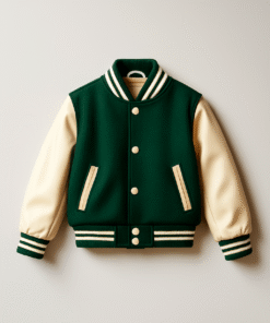 BUGS & LOLA Kids Varsity Jacket – Green & Cream
