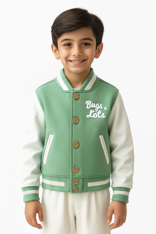BUGS & LOLA Varsity Jacket – Green & White