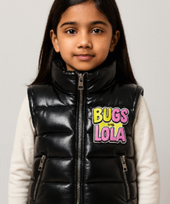 BUGS & LOLA Kids Shiny Puffer Vest – Black