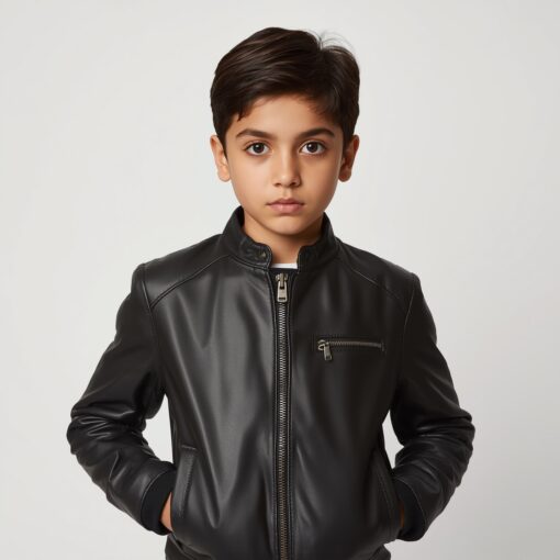 Kids Black Leather Jacket – Stylish Winter Wear in Pakistan