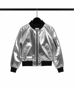 Kids Metallic Silver Bomber Jacket – Urban Streetwear Style for Boys & Girls