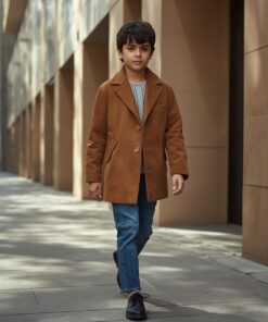 Kids Suede Leather Coat – Classic Winter Outerwear for Boys & Girls