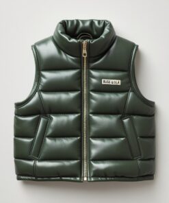 BUGS & OLA Kids Quilted Puffer Vest – Dark Green