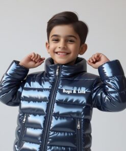 BUGS & LOLA Kids Shiny Puffer Jacket – Navy Blue