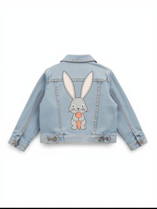 Kids Cartoon Bunny Denim Jacket – Perfect for Mild Weather & Mountain Adventures - Image 2