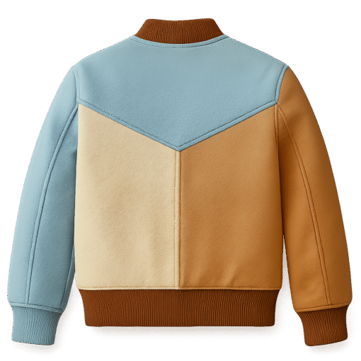 Kids Color-Block Faux Leather Jacket – Stylish Pastel Design for All Seasons - Image 2