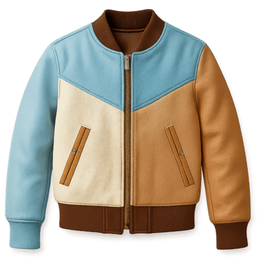 Kids Color-Block Faux Leather Jacket – Stylish Pastel Design for All Seasons
