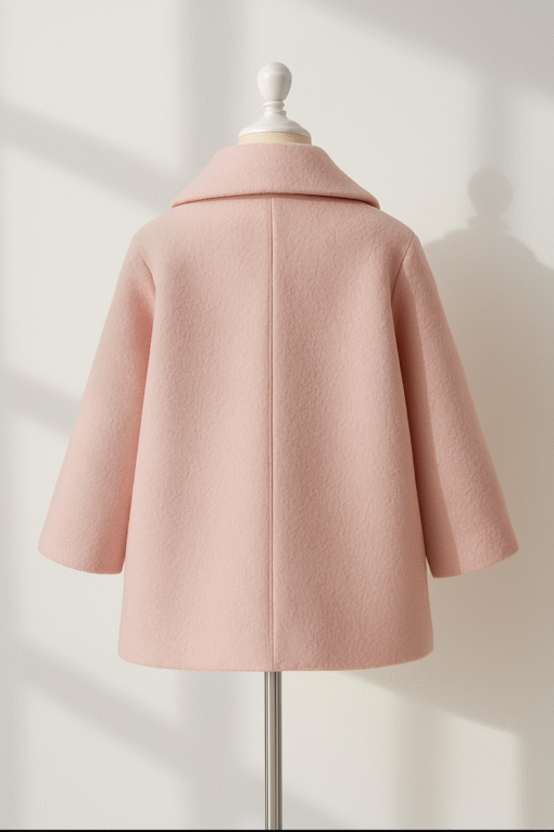 Light Pink Wool Coat for Girls – Cozy Elegance for Winter Days - Image 2