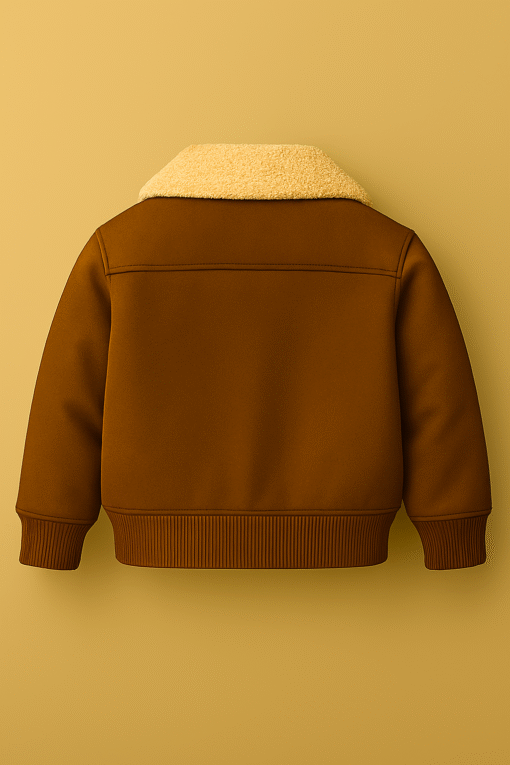 Kids' Suede Leather Bomber Jacket with Sherpa Collar – Winter-Ready Outerwear for Northern Pakistan - Image 3