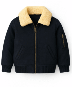 Kids Sheepskin Bomber Jacket – Real Sheep Suede Leather with Genuine Fur Collar (Winter Wear in Pakistan)