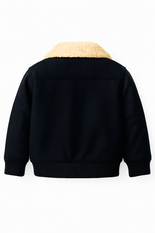 Kids Sheepskin Bomber Jacket – Real Sheep Suede Leather with Genuine Fur Collar (Winter Wear in Pakistan) - Image 2