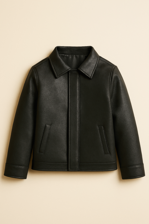 Real Leather Kids Classic Jacket – Black