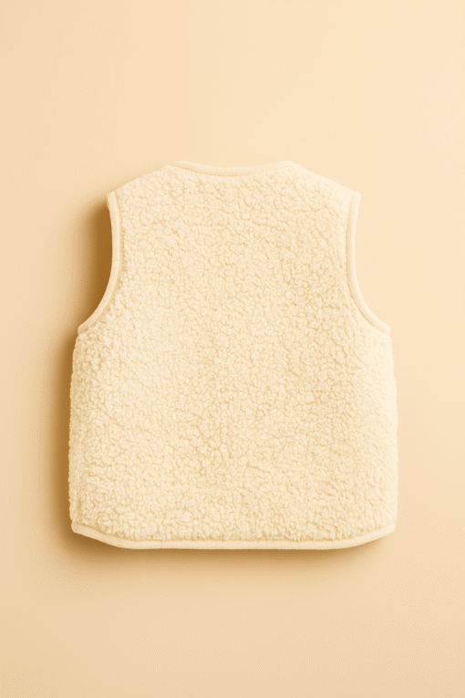 Cotton Sherpa Fleece Kids Vest – Cream - Image 2