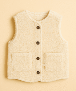 Cotton Sherpa Fleece Kids Vest – Cream